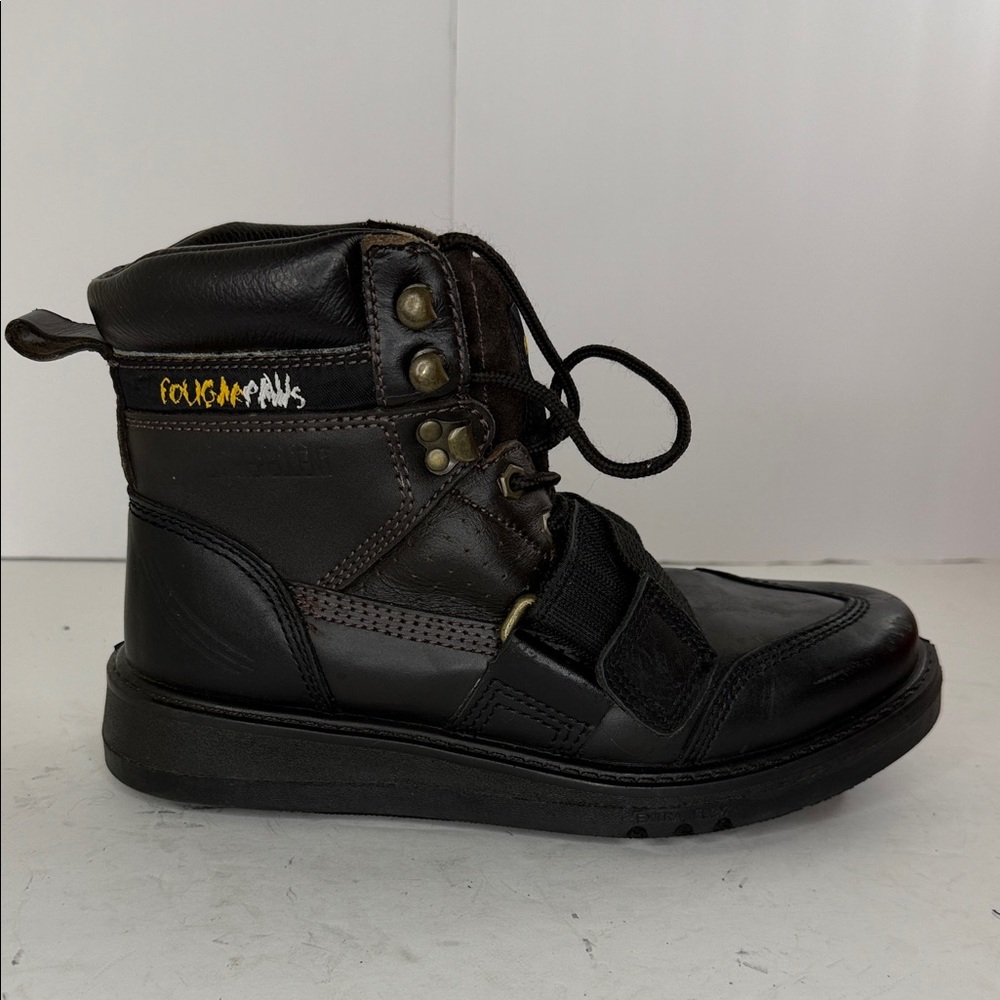 Cougar Black Leather High-Top Lace & Strap Boot